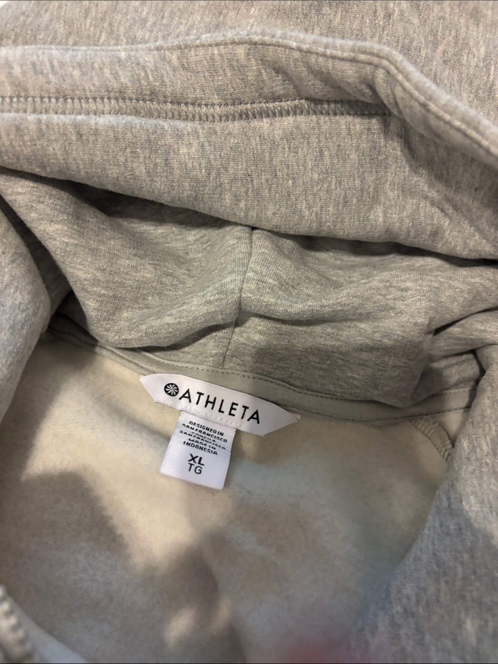 Athleta womens Gray Hooded half Zip sweatshirt - Picture 3 of 4